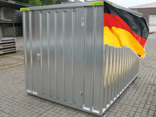 Baustellencontainer 5x2m Tür stirnseitig nicht isoliert - Serienmäßig mit Staplerkufen und Kranösen. Werkzeugfreie Montage. Made in Germany. Günstig direkt ab Hersteller.